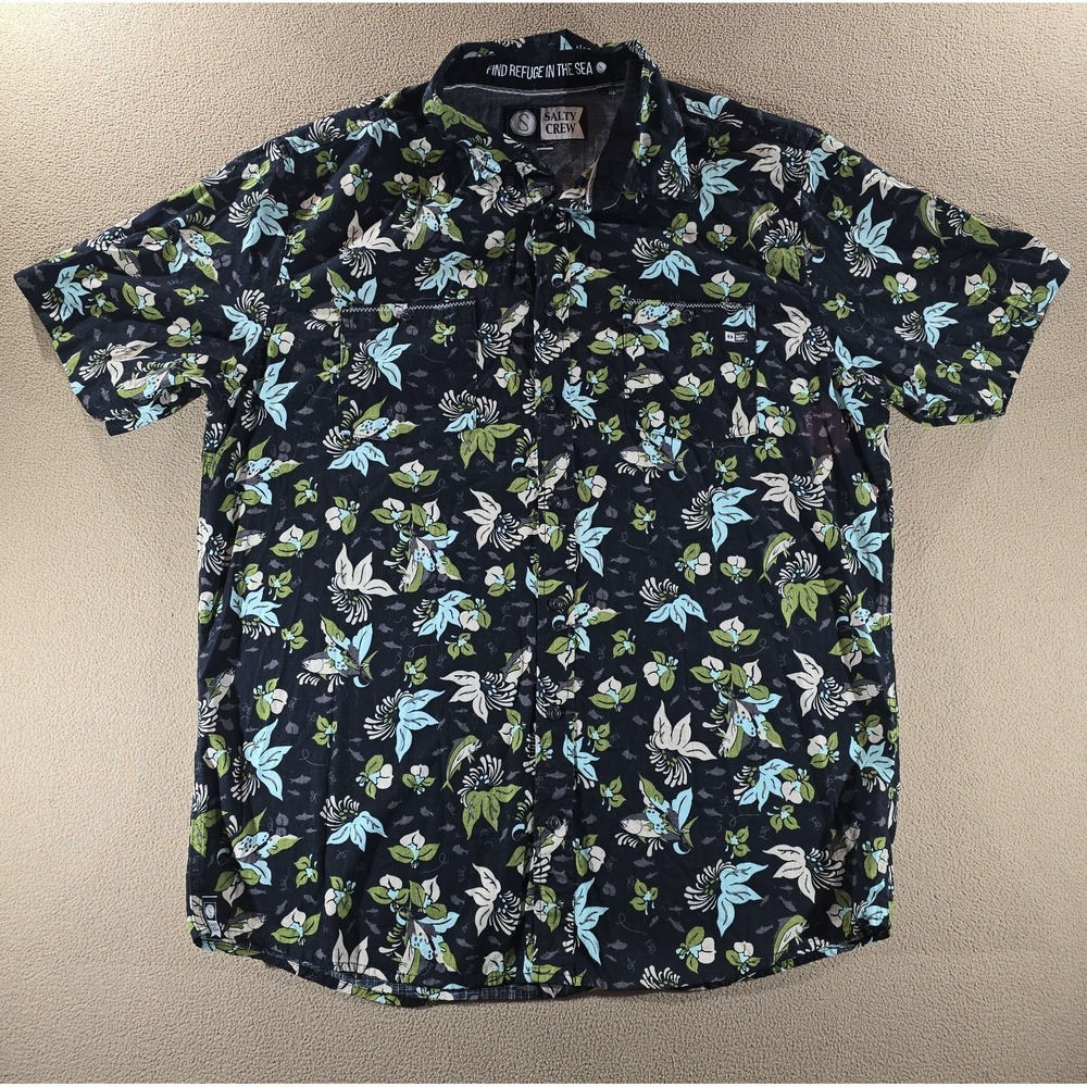 Salty Crew Men's Catamaran Fishy Floral Button Up Shirt Large